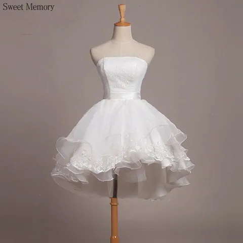 High Low Style Sky Blue White Red Short Cocktail Dresses Girl Strapless Ball Gowns Woman Prom Robe Princess Lace Up Party Dress