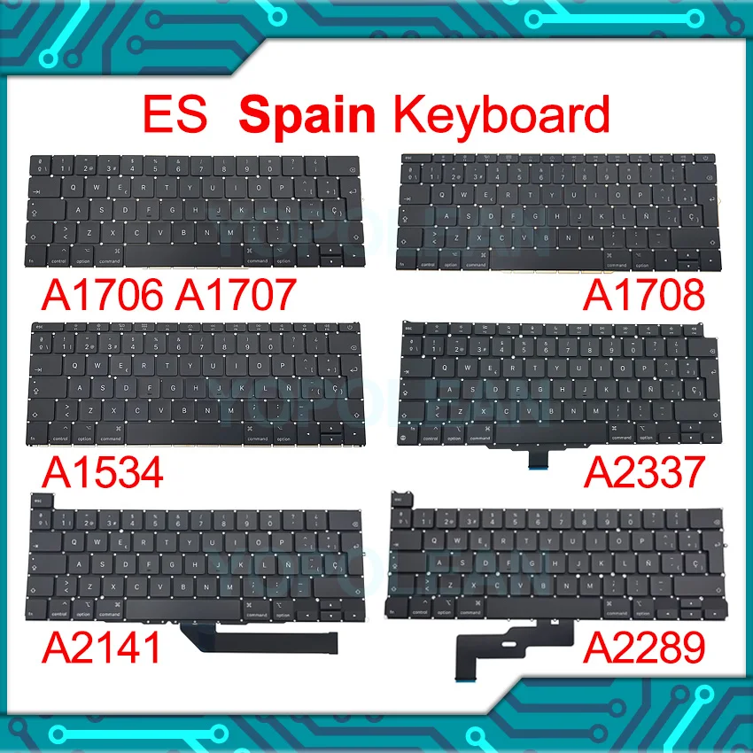 

New Laptop For Macbook Air Pro Retina 13" 15" 16" A1278 A1286 A1534 A1502 A1398 A1706 A1708 A1990 A2141 A2337 Spanish Keyboard