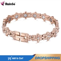rainso stainless steel bracelet for women magnetic bracelet homme viking rose gold fashion flower jewelry womens hand chain