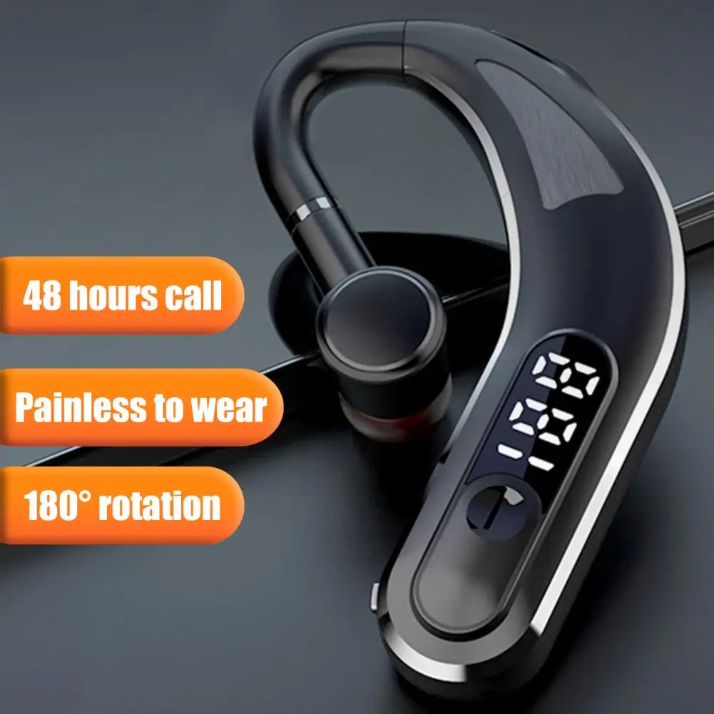 

Bluetooth-compatible Earphone Ear Hook Power Display Life Waterproof Mobile Phone Wireless Smart Headset for iOS