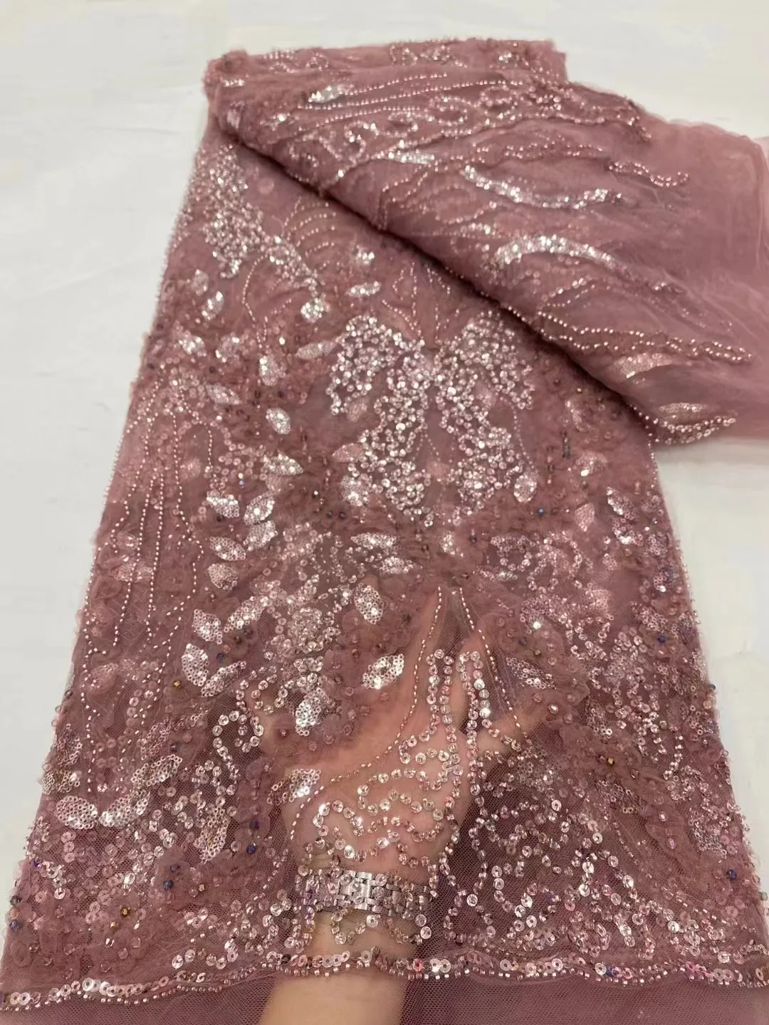 Африканская бисерная Кружевная Ткань 5 ярдов вышивка блестками нигерийская