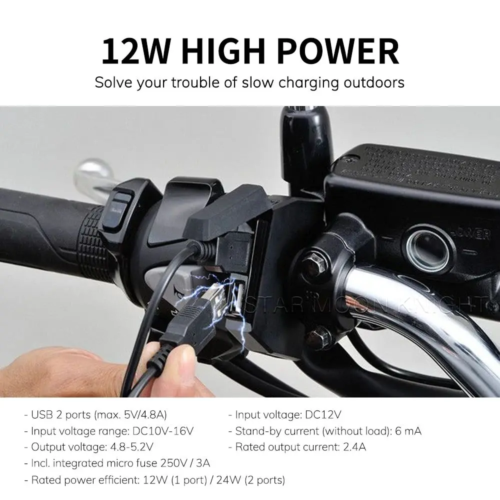 Мотоциклетное зарядное устройство с двумя USB-портами адаптер для BMW R1250R R1200R R1250RS