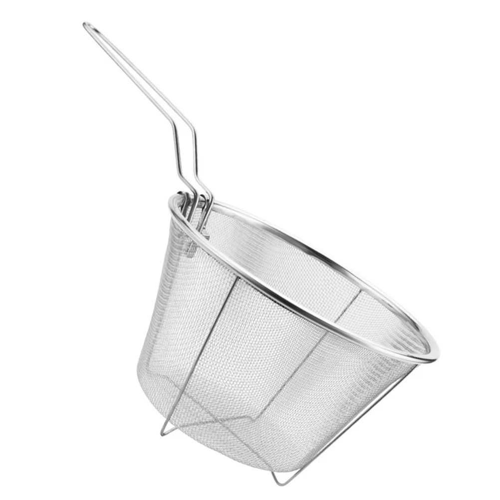 

Basket Fry Strainer Frying French Fryer Steel Chip Round Stainless Baskets Deep Wire Fries Mesh Serving Colander Fried Handle