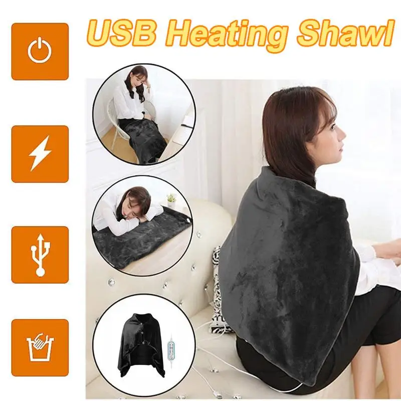 

Электрическое одеяло 2-в-1, прочное одеяло с подогревом, равномерно Теплые шали 120x80 см, плотное теплое одеяло для шеи и плеч