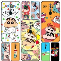 anime crayon shin chan for oppo find x5 x3 x2 neo lite a74 a76 a72 a55 a54s a53 a53s a16s a16 a9 a5 5g black soft phone case