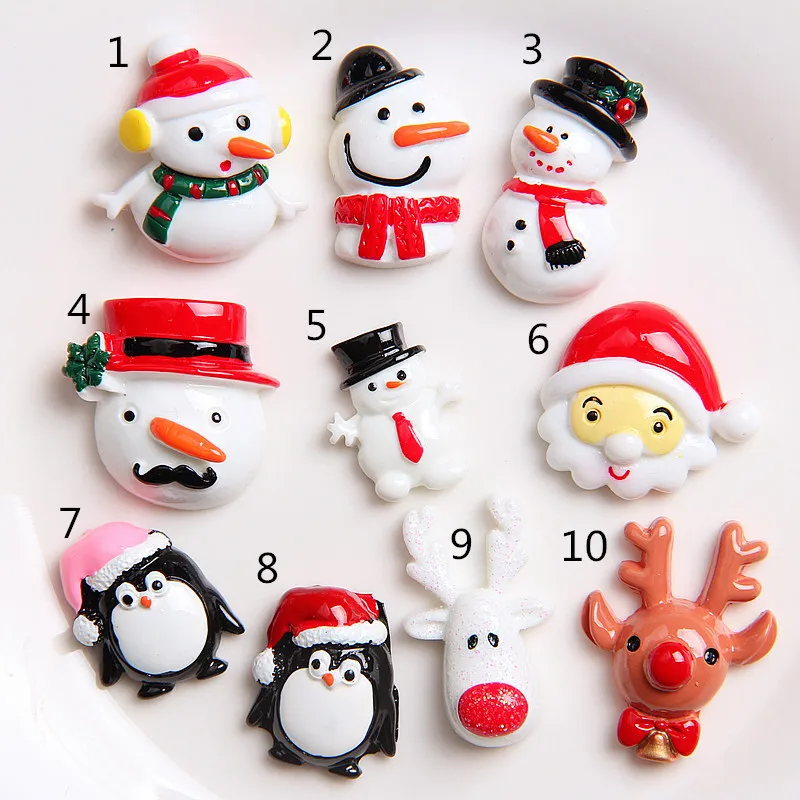 

10Pcs Christmas Snowman Resin Craft Xmas Flatback Resin Cabochon Flat back DIY Scrapbooking Phone Case Decoration Accessories