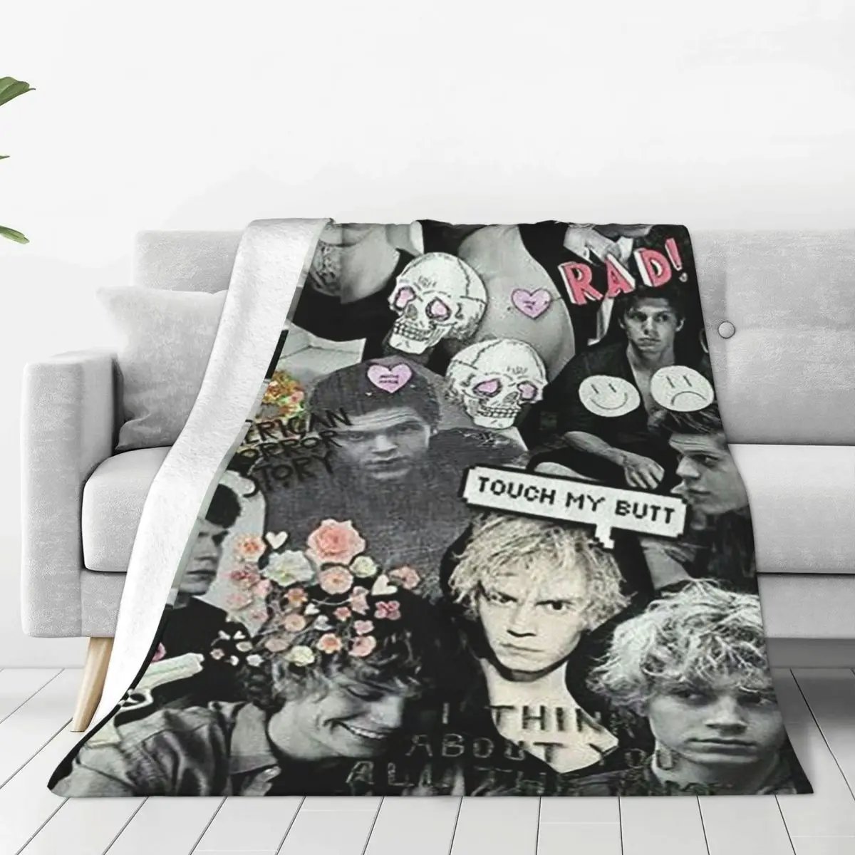

Evan Peters Blankets Flannel Spring/Autumn Movie Actor Multi-function Super Soft Throw Blankets for Bed Bedroom Quilt