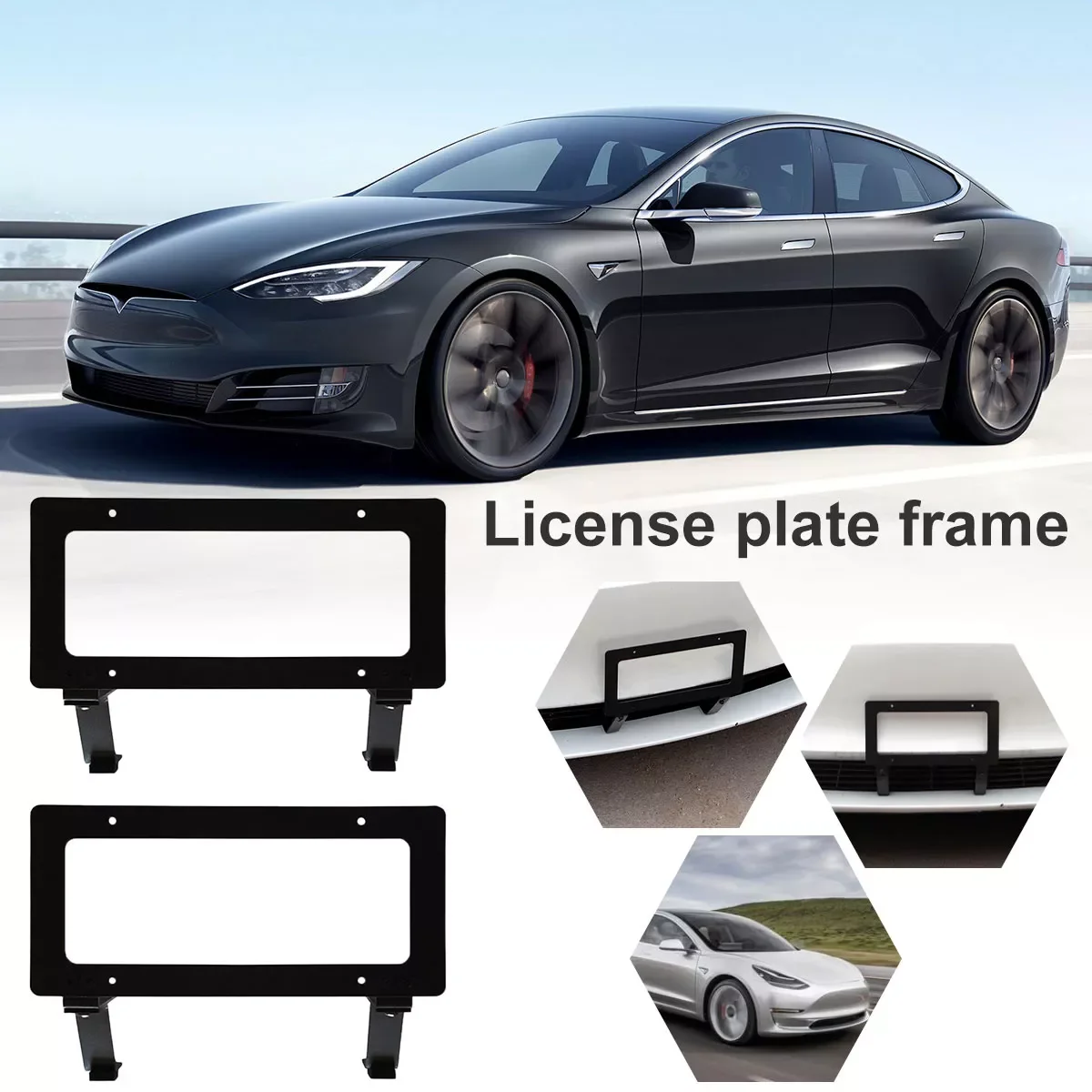 

Plate Frame for Tesla Model 3/Y 2017-2021 Modification Free Perforation Panel American License Plate Mounting Holder