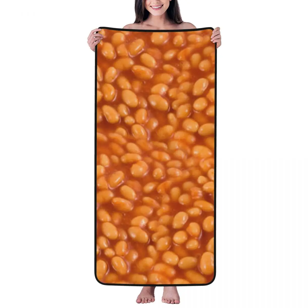 

Baked Beans Beach Towel for Adult Kids Microfiber Bath Towel Blanket for Camping Swim Pool Travel Beach Gym