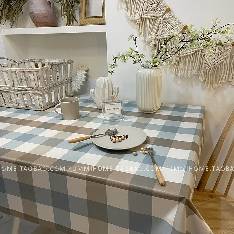 

Simple plaid tablecloth PVC student desk