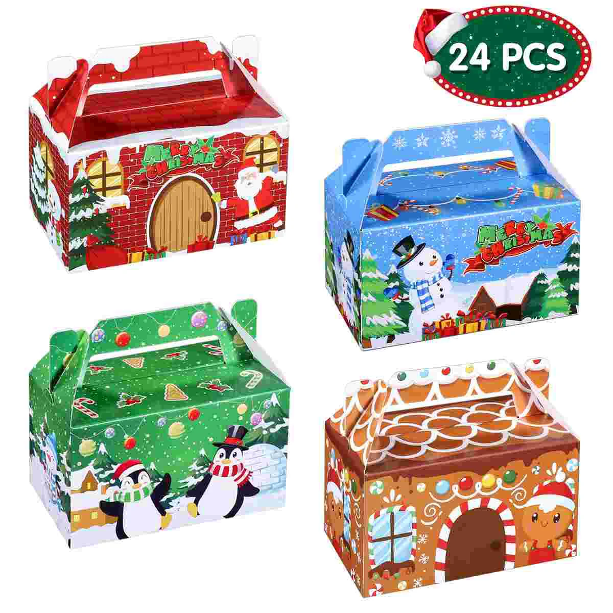 

24pcs Xmas Cookie Boxes Christmas Cupcake Box Christmas Treat Bags Christmas Party Supplies Christmas Bakery Boxes