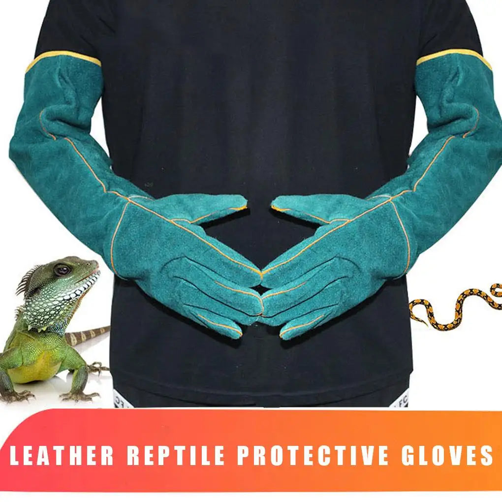 

Protective Gloves 62cm Leather Handing Mittens Reptile Bite Proof Thicken Garden Gloves