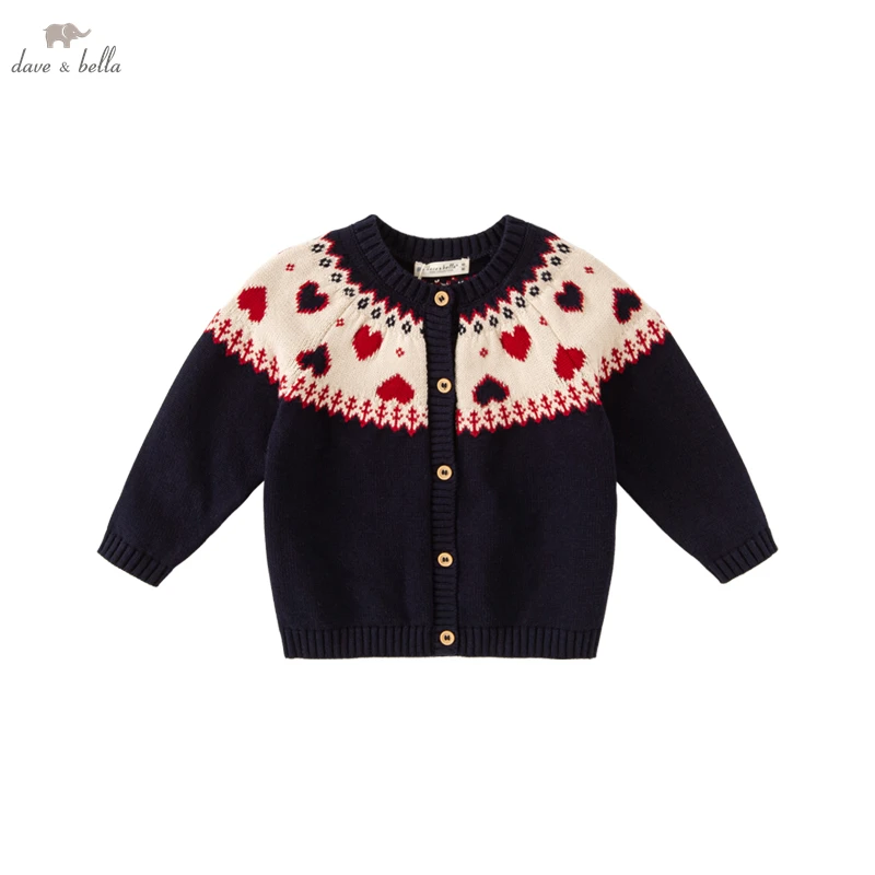 

Dave Bella Vintage Children's Sweaters 100% Cotton Embroidered Sweater Cardigan Top Girls Sweater Kid Clothes DB3222936