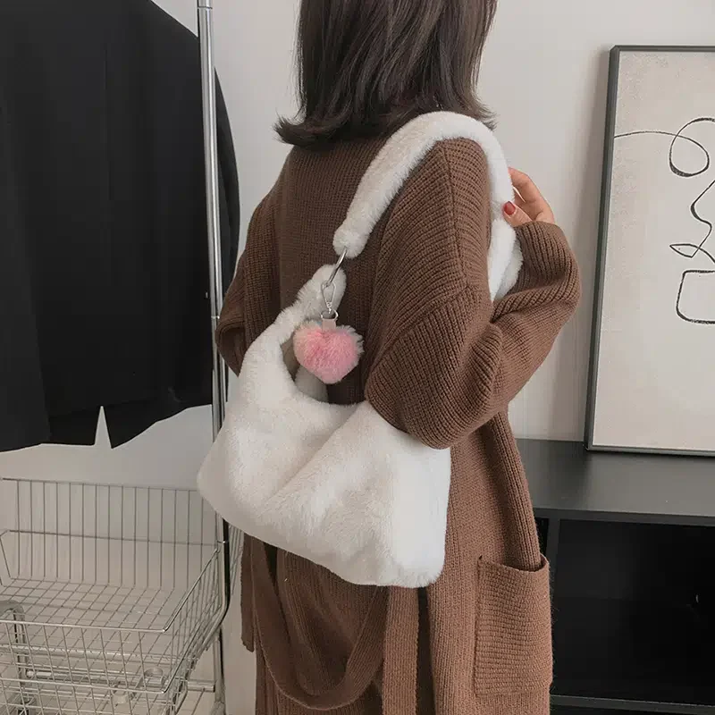 

Женская сумка-тоут из искусственного меха, зима 2022, мягкие Меховые плюшевые сумки через плечо, дизайнерские сумки с верхней ручкой, теплые кошельки