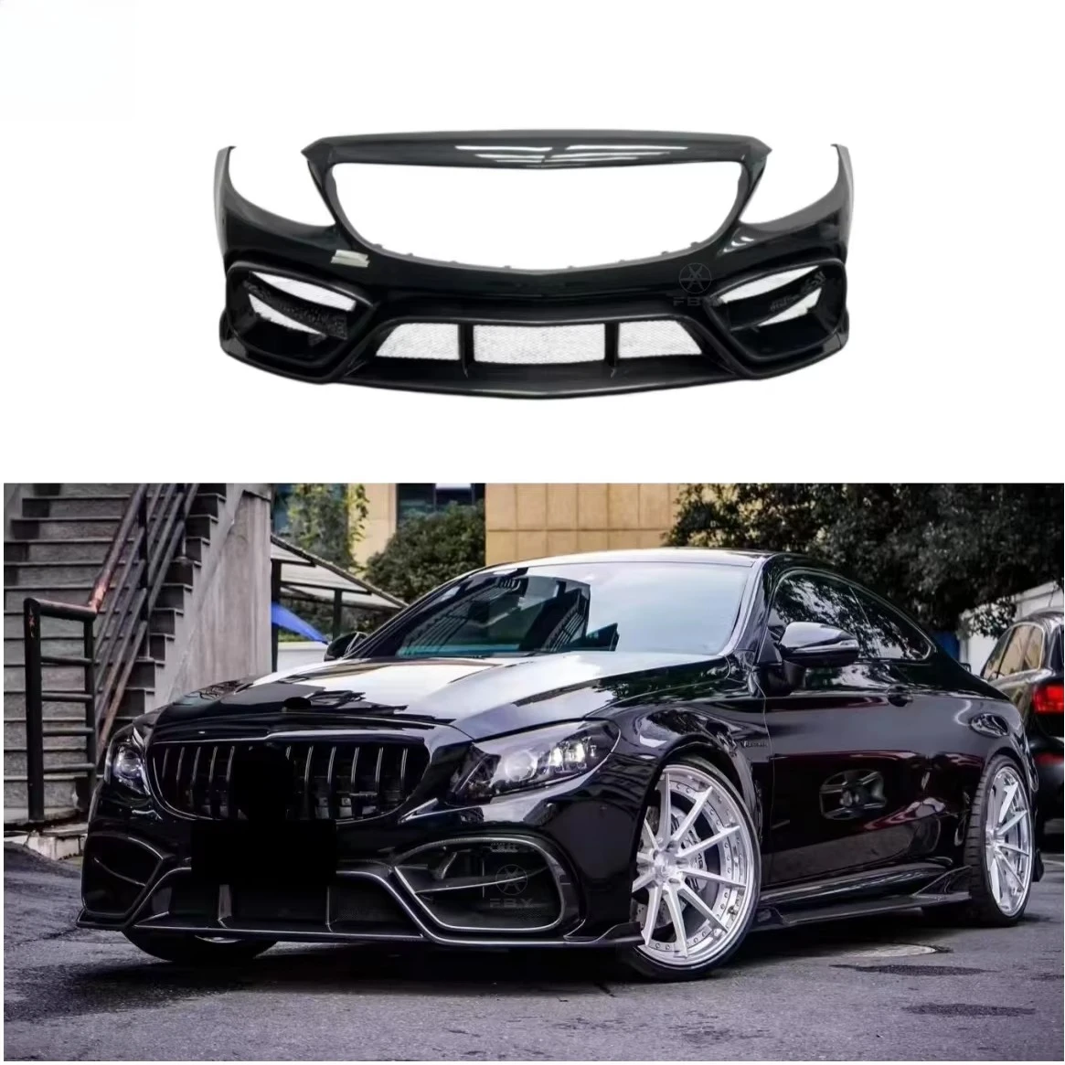 Фото Стильный передний бампер из карбона подходит для W205 C63 C63S AMGS. Легкий, прочный, прост в установке, создает спортивный гоночный вид. №1