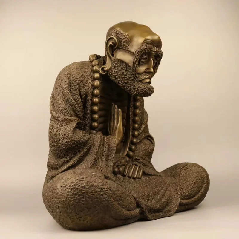 Статуя Будды из латуни медная статуя Damo кофейного цвета украшение для дома