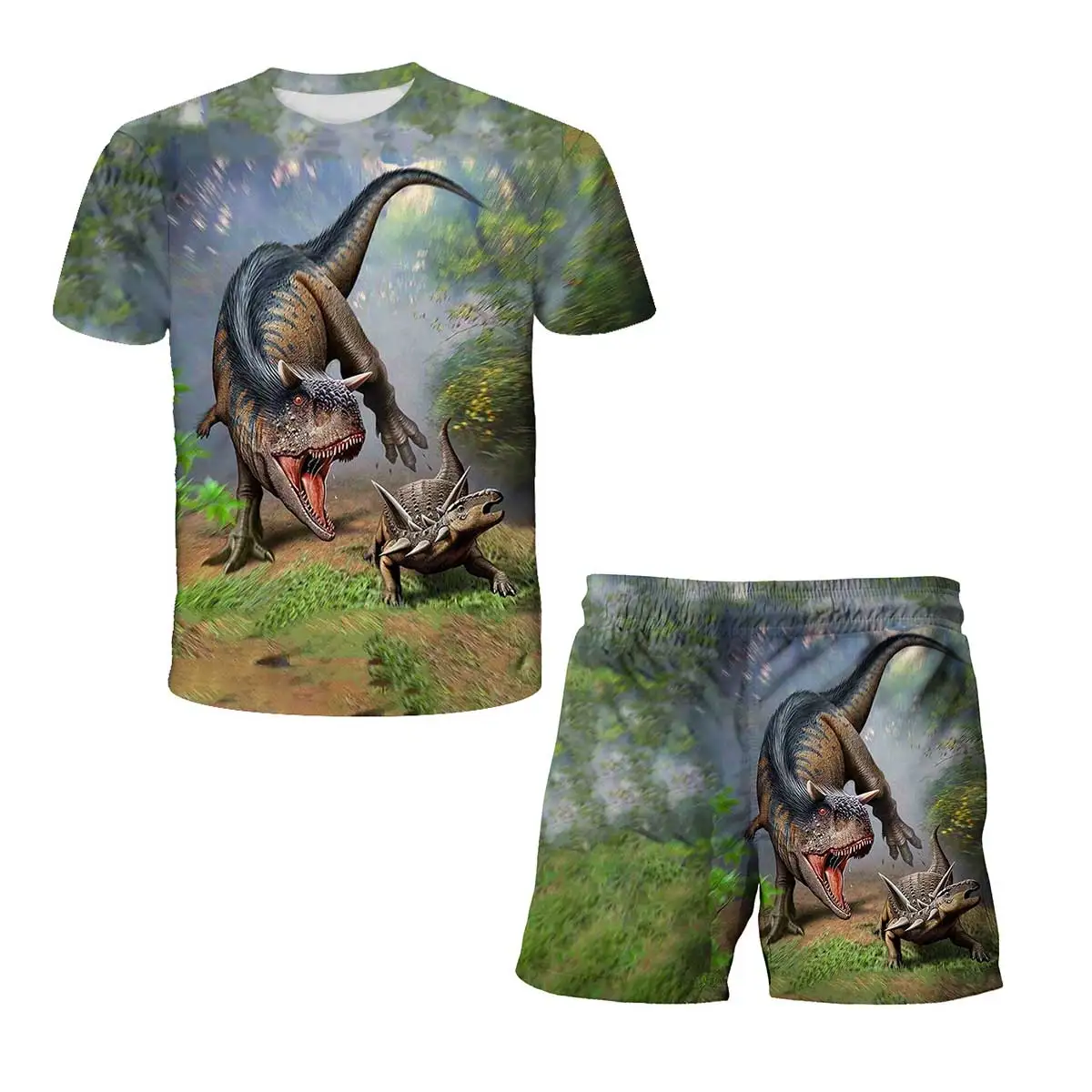 New Summer Baby Jurassic Park 3 Dinosaur Clothes Suit Children Boy Girl T-Shirt Shorts 2Pcs Set Toddler Clothing Kids Tracksuit