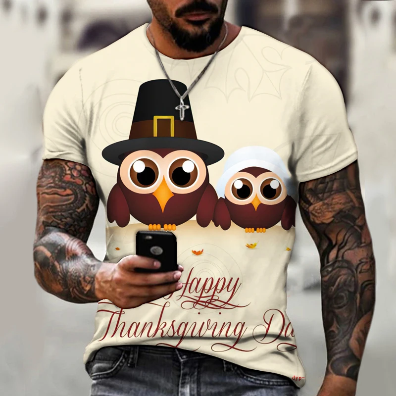 

Special For Thanksgiving Day 2022 Brand Men's T-shirt 3D Printing Pattern Gourmet Pumpkin Turkey Street Cool New Fashion Trend