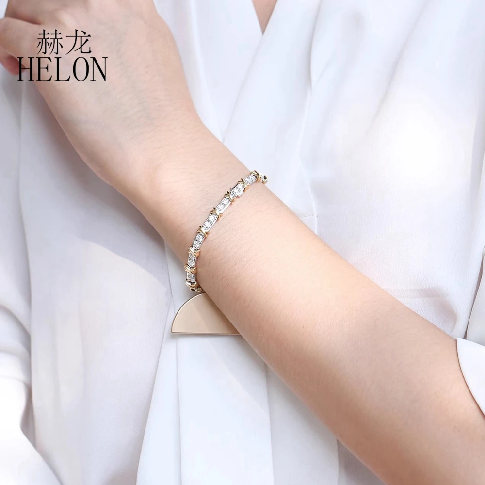 HELON однотонный браслет из желтого + белого золота 14 карат для женщин с крестом и