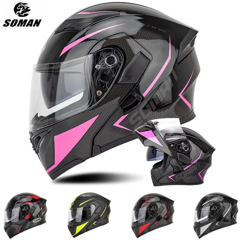 

Motorcycle Helmet Integral Safety Motobike Street Casque Moto Double Visor Full Face Cool Style for Women DOT Approved