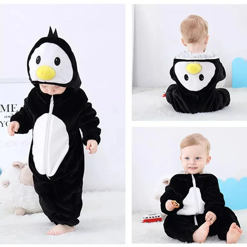 Family Kigurumi Pajamas Black Penguin Animal Onesie Cosplay Costume Pajamas For Babies Kids and Adults
