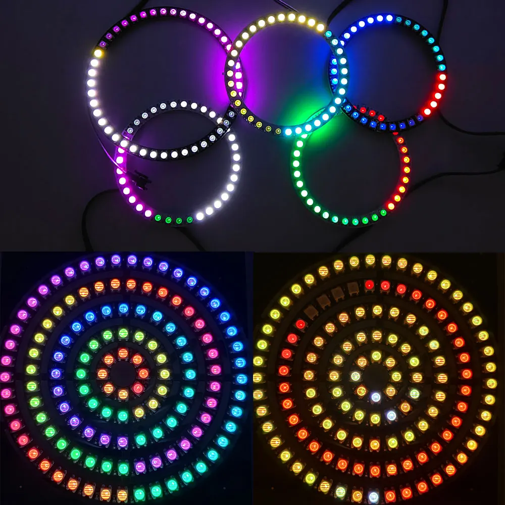 DC5V WS2812B Individually Addressable Pixel LED Light Ring with USB Bluetooth Music Controller 5050 RGB WS2812 IC LED Module images - 6