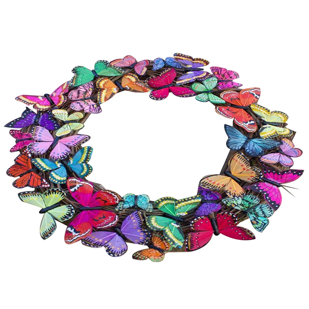 

Wreath Door Spring Butterflies Front Fake Wreaths Garland Outdoor Welcome Outside Decorating Crafts Decor Flower Large Garden