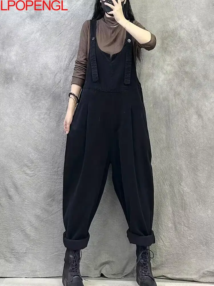 Модные однотонные осенние новые ретро-Брюки с карманами модель 2024 года женские