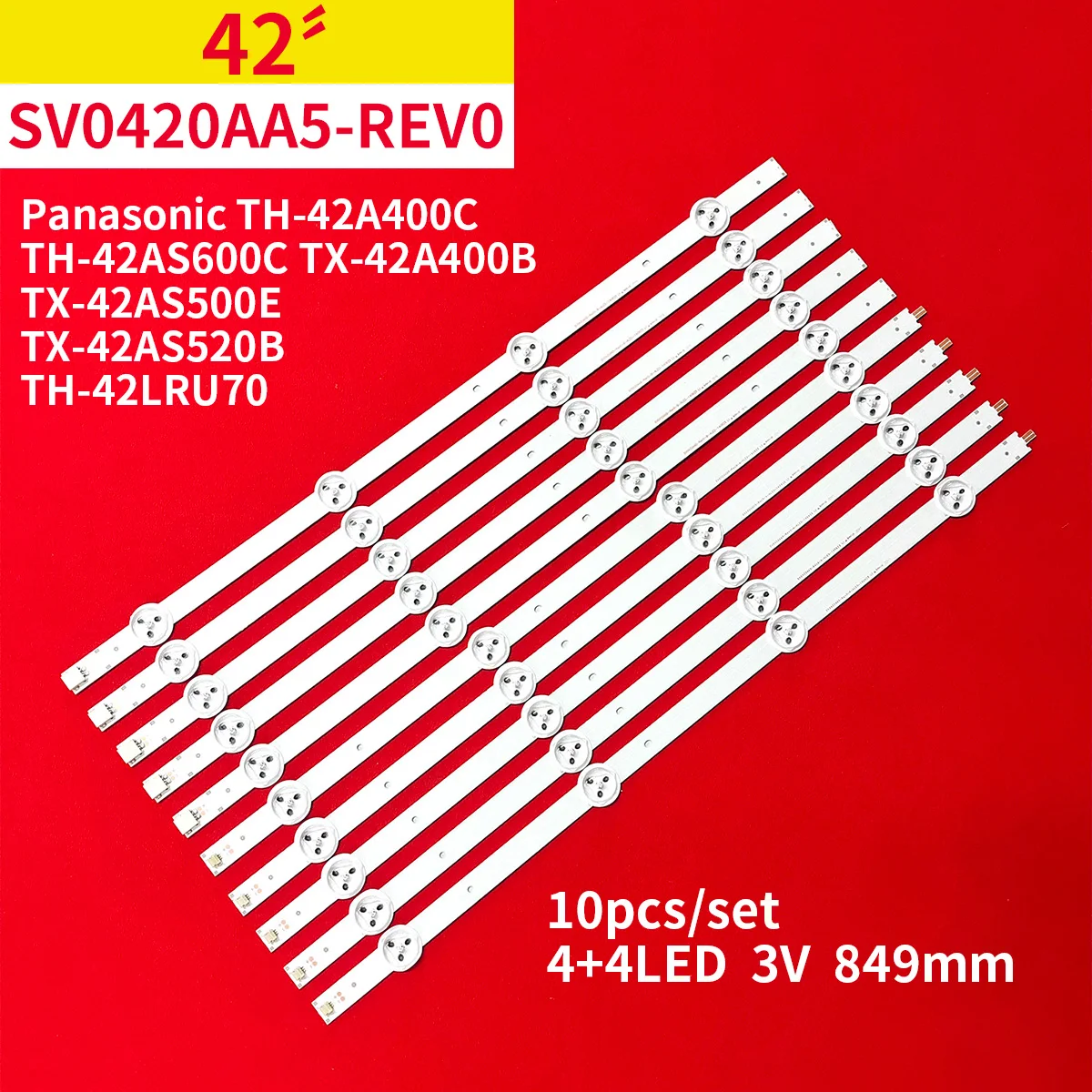 10 шт., 42 дюйма, TV СВЕТОДИОДНЫЙ strip для SV0420A88 TX-42ASR600 REV3 A B 131126-WS-420-040-PEAR1-C5-R/L TH-42LFE7U V42FWSD01