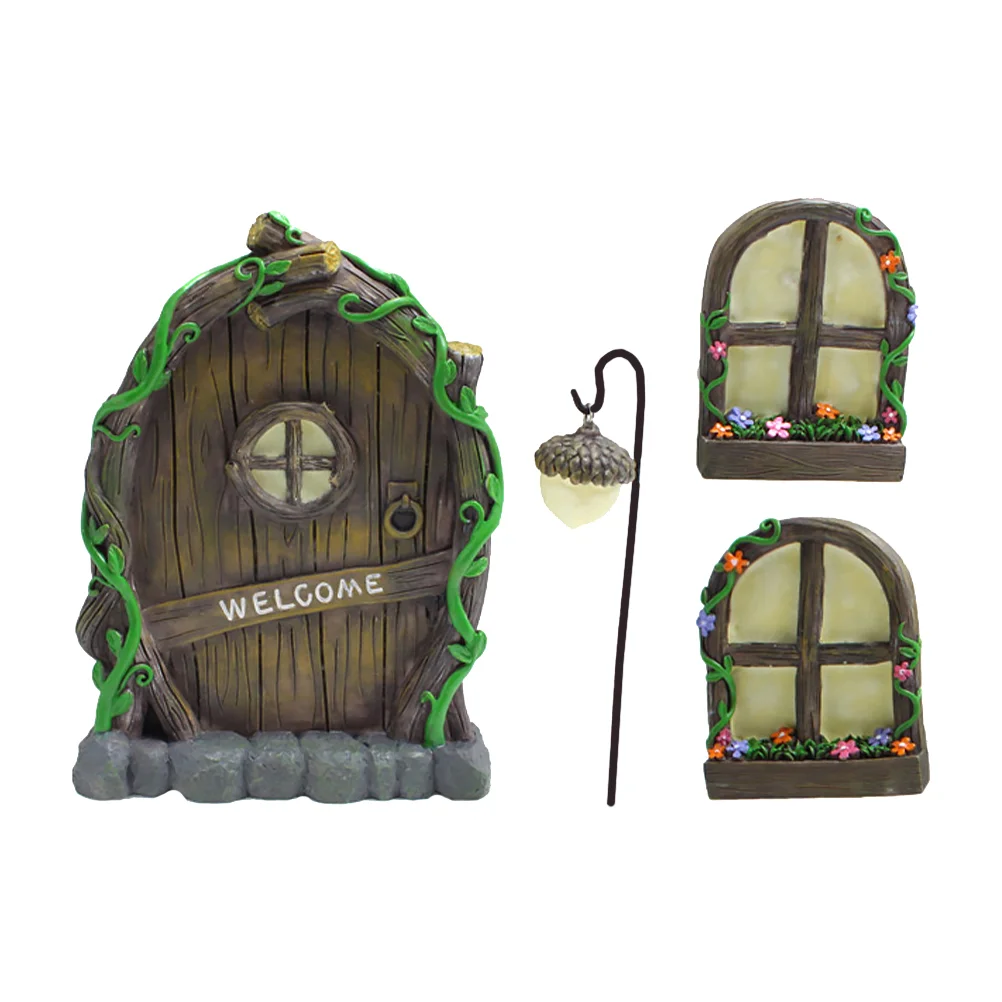 

1 комплект, мини-модель светящегося окна, двери, смола, светящаяся модель, Декор, мини-модель