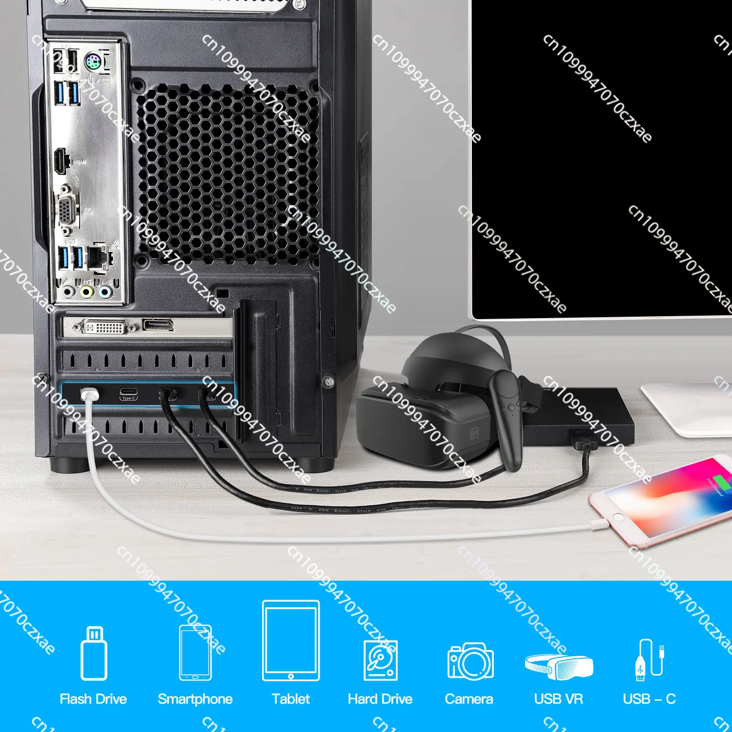 Адаптер-карта расширения PCIE To TYPEC 3.2, четырехпортовый USB-C, 4 порта, 20 Гбитс, без питания, ASM3142 (art.: 3920da99b023e) - 3920da99b023e