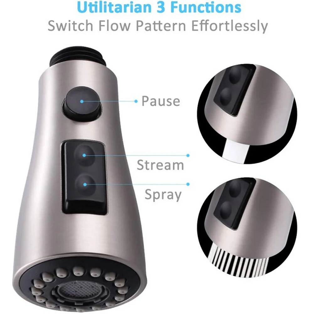 

Sprayer Head Pull Out Spray Head Kitchen 1 Pcs For Pull Down Faucet Kitchen Faucet Multifunction Pull Down Nozzle