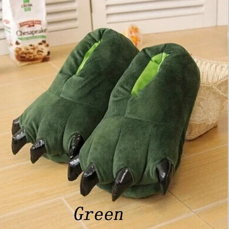 

New Winter Warm Soft Indoor Floor Slippers Women Men Children Shoes Paw Funny Animal Christmas Monster Dinosaur Claw Plush
