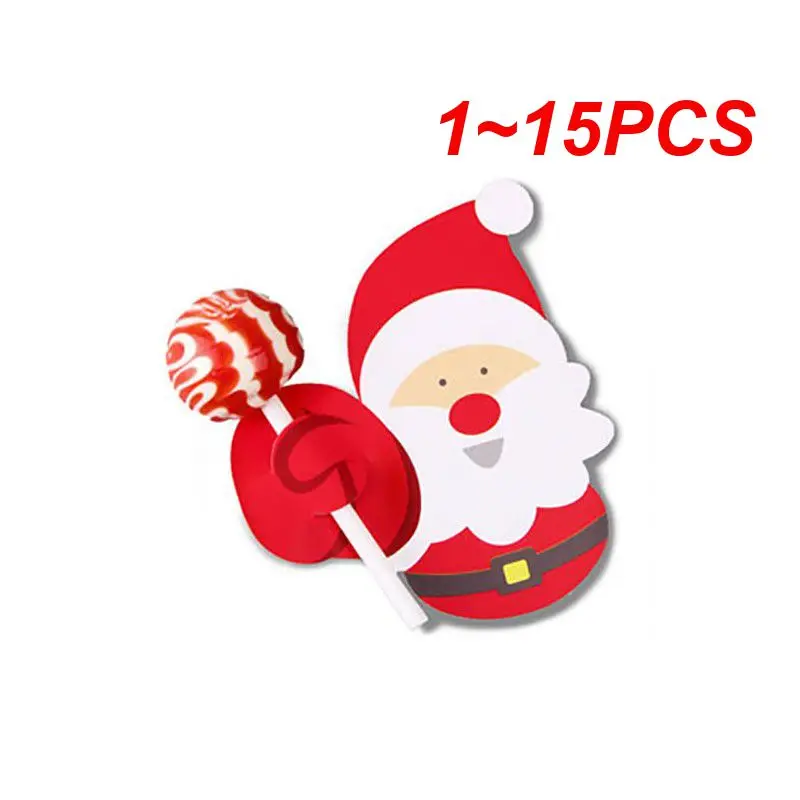 

1~15PCS Christmas Santa Claus Snowman Lollipop Decorative Paper Card Candy Holder Lolly Covers Package Decor kids Navidad Gifts