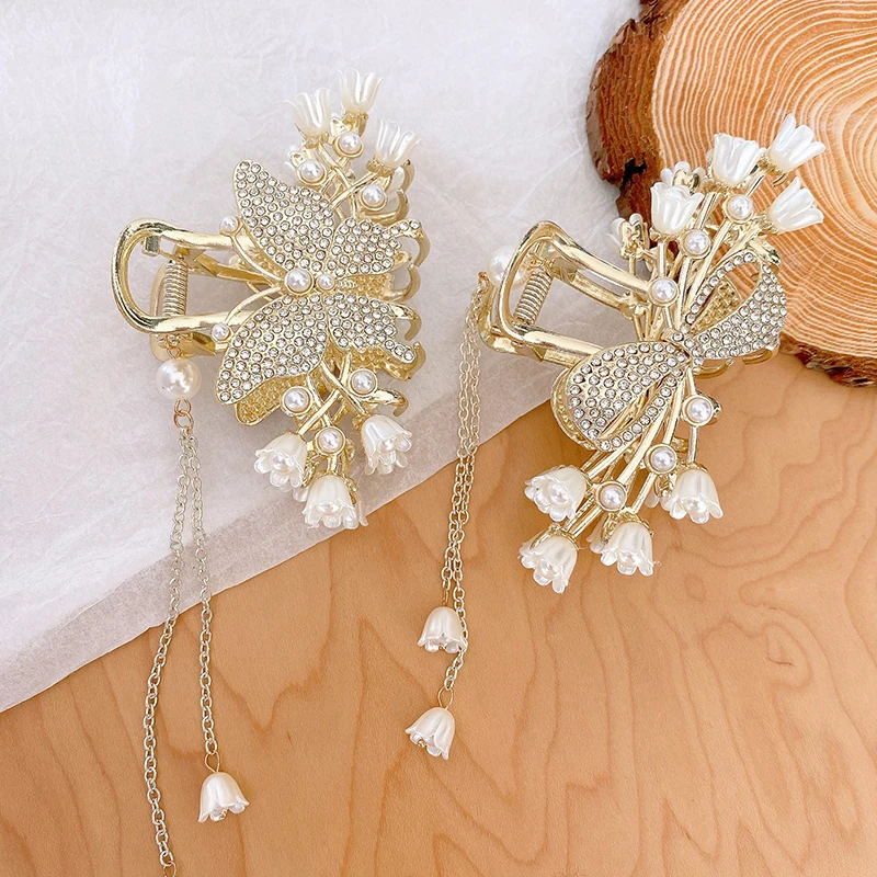 

Women Hair Claw Hair Clips Fashion Flower Butterfly Tassel Hairpin Rhinestone Metal Large Shark Clip Handmade Hair Accessories