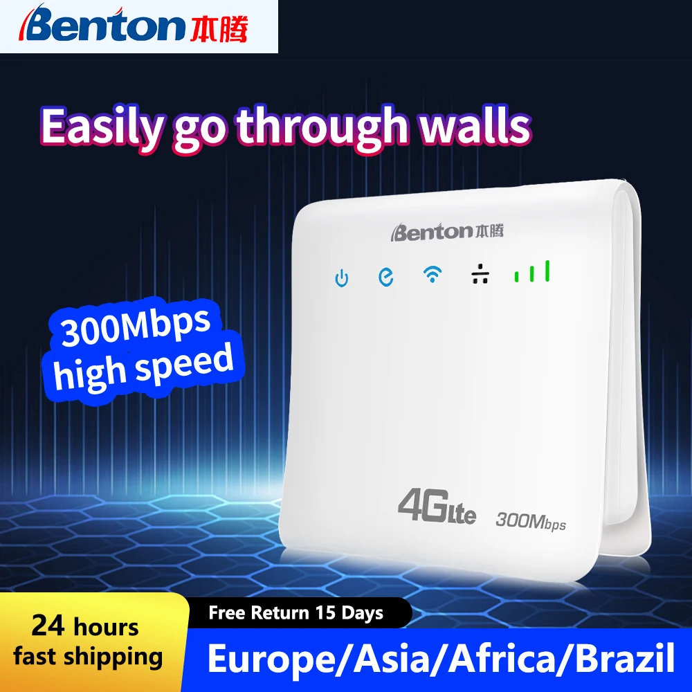 Benton Unlock 300Mbps 4G+ Lte Cat4 Mobile Wireless Router CPE Enterprise Industrial Repeater 32 Users Wifi Network Adaptor Modem