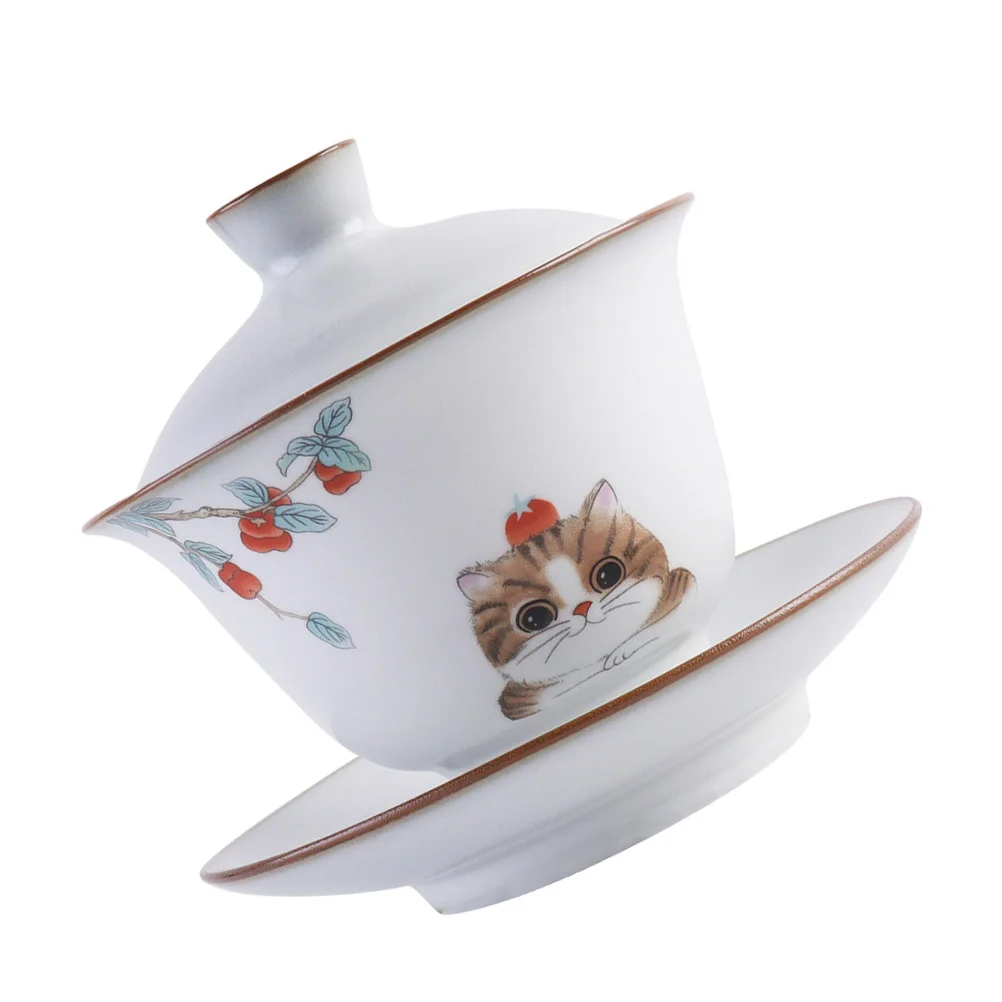 

Tea Cup Chinese Ceramic Bowl Gaiwan Porcelain Set Cups Kung Fu Muglid Kungfu Sancai Traditional Tureen China Teacup Soup Tray