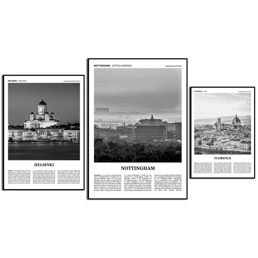 Фото Анталья Lyon Florence Nottingham Leicester Стамбул Helsinki Валенсия городской пейзаж фотографии домашний декор плакат №5