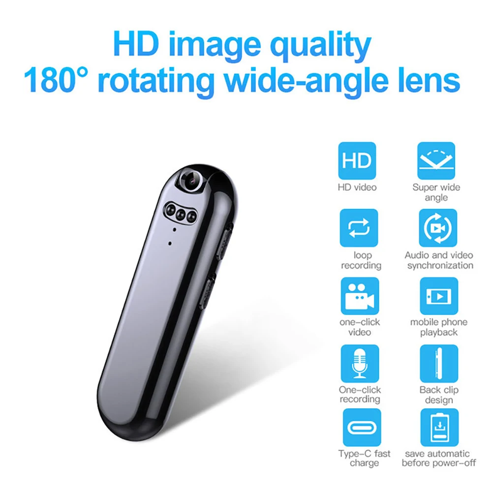 

Видеорегистратор V5 1080P, Беспроводная портативная мини-камера для корпуса, цифровая широкоугольная HD видеокамера для безопасности, носимый ...