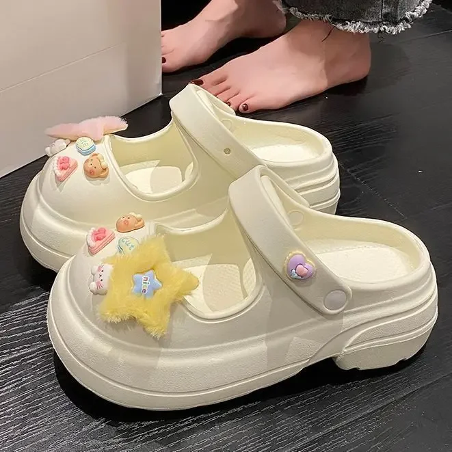 Милые сандалии из губки EVA со звездами нескользящая пляжная одежда на толстой