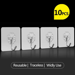 ORZ настенные крючки для кухонной ванной комнаты 10 шт. прозрачный бесследный самоклеющийся держатель для ключей многоцелевой подвесной органайзер для дома
