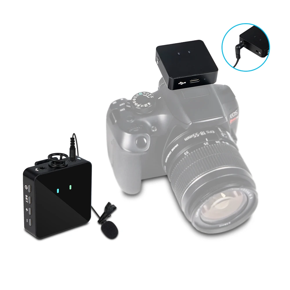

Wireless DSLR Camera Microphone Lavalier Mic Transmitter Receiver for Phone for Phone Smartphone 25M - 40M Recording