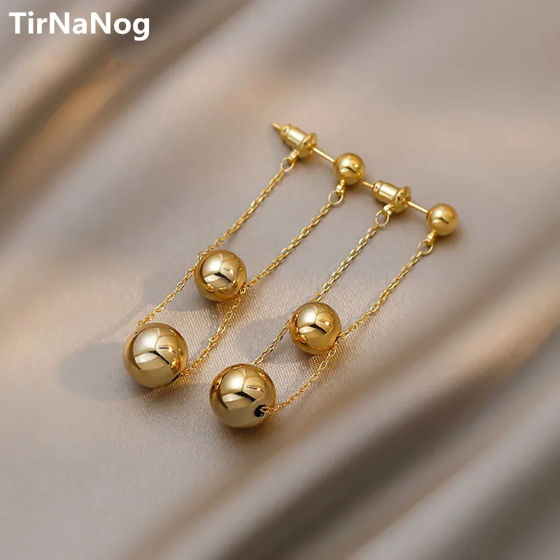 

2022 New South Korea Classical Luxurious Elegant Simple Retro Metal Ball Long Tassel Earrings Women Jewelry Party Unusual Gift