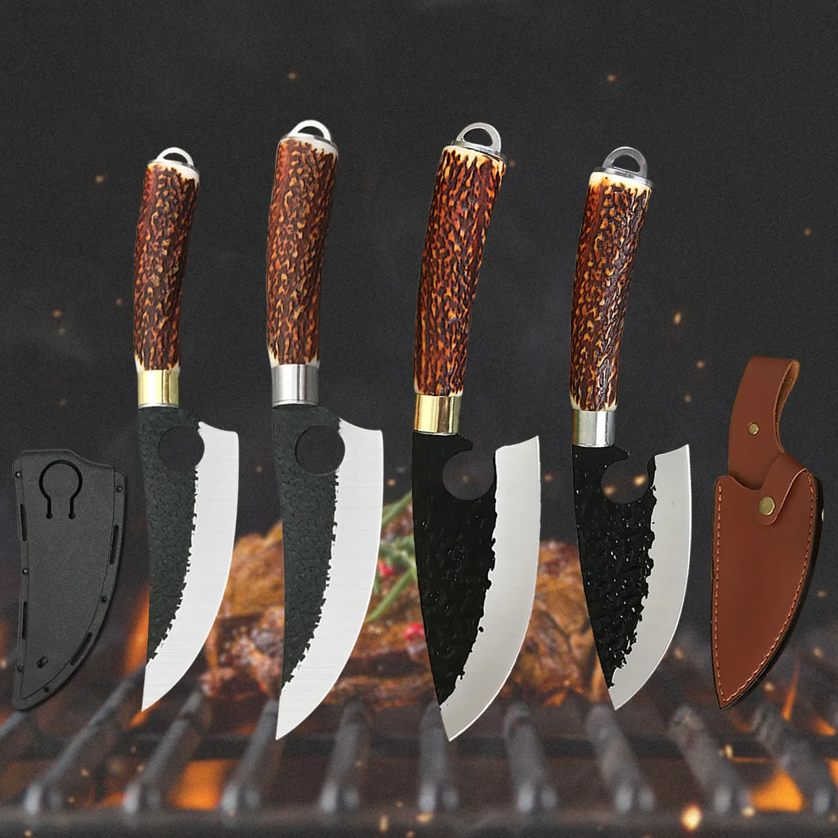 

4 Types Forged Boning Knife Kitchen Butcher Slaughter Chef Knife High Carbon Steel Full Tang Sliced Fishing Hunting Knife