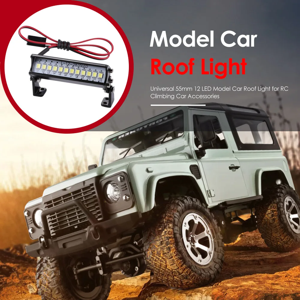 

Universal 55mm 12 LED Hight Bright Light Model Truck Roof Lamp Bar for 1/10 RC Climbing Car Model Accessories
