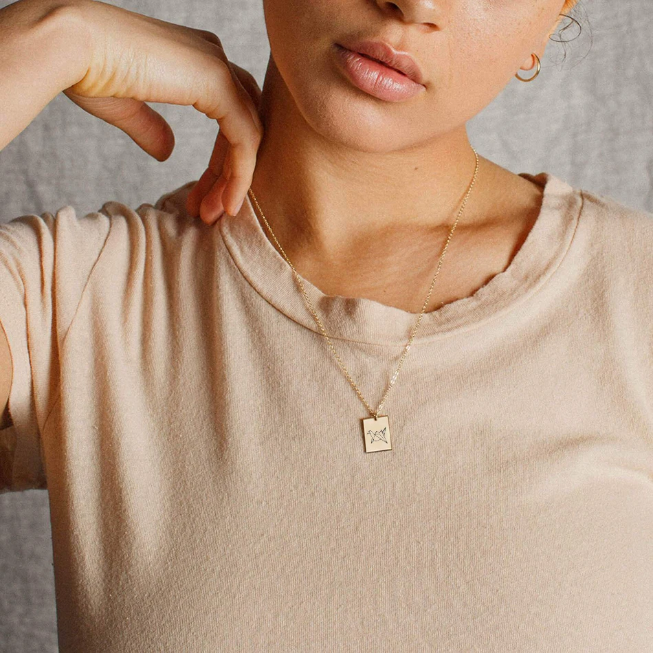 Ожерелье из нержавеющей стали с лазерной гравировкой на заказ Женский