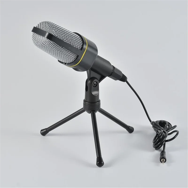 

Blcak Microphone Professional Studio Capacitive Mic with Tripod Stand for PC Computer Recording Karaoke Singing Mic