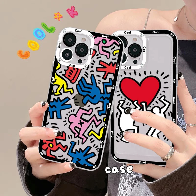 

Graffiti K-Keith Art Abstract Phone Case For iPhone 14 13 12 11 Pro Max Mini X Xs XR 6 7 8 Plus SE 2020 Transparent Case
