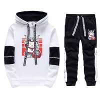 2022 maneki neko mens tracksuit fortune cat 2 piece set casual hoodies sweatshirt and sweatpants suit print jogging sports 3xl