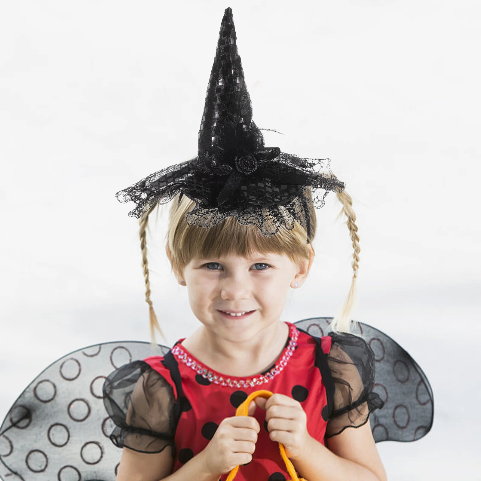 

Witch Headband Sequins Witch Hat Piece Flowers Hair Band Accessory Party Favors for